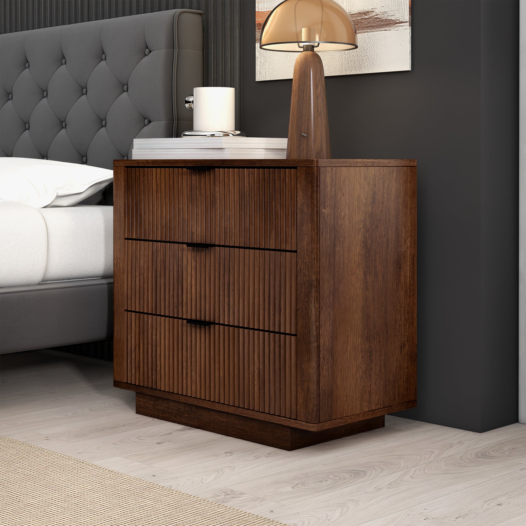 Lola Walnut Nightstand 3-Drawer Lola Walnut Nightstand 3-Drawer