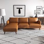 Lore  L-Shaped Genuine Leather Sectional In Tan Left Facing - Image 2
