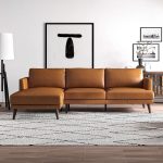 Lore  L-Shaped Genuine Leather Sectional In Tan Left Facing - Image 3