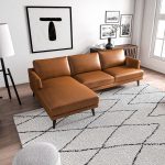 Lore  L-Shaped Genuine Leather Sectional In Tan Left Facing - Image 4