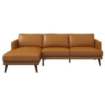 Lore  L-Shaped Genuine Leather Sectional In Tan Left Facing - Image 5