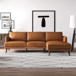 Lore  L-Shaped Genuine Leather Sectional In Tan Right Facing - Image 3