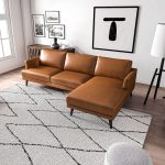 Lore  L-Shaped Genuine Leather Sectional In Tan Right Facing - Image 4
