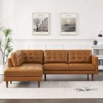 Lucco  Genuine Leather Sectional In Cognac Tan Left Facing - Image 2
