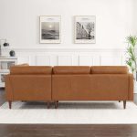 Lucco  Genuine Leather Sectional In Cognac Tan Left Facing - Image 3