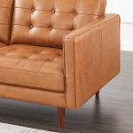 Lucco  Genuine Leather Sectional In Cognac Tan Left Facing - Image 4