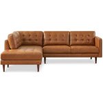 Lucco  Genuine Leather Sectional In Cognac Tan Left Facing - Image 5
