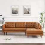 Lucco  Genuine Leather Sectional In Cognac Tan Right Facing - Image 2
