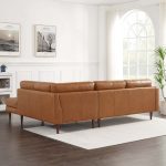Lucco  Genuine Leather Sectional In Cognac Tan Right Facing - Image 3