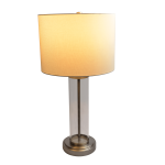 Luna Brushed Nickel Table Lamp with On/Off Switch Clear Glass Body  Metal Base - Image 2