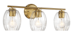 Luster Three Lights Vanity With Clear Glass for Bathrooms above Mirror  Wall Lamp - Satin Brass - Image 3
