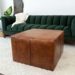 Mallory Mid-Century Square Genuine Leather Upholstered Ottoman In Tan 27.5" - Image 2
