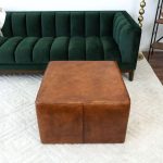 Mallory Mid-Century Square Genuine Leather Upholstered Ottoman In Tan 27.5" - Image 4