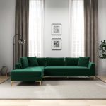 Mano  L-Shaped Velvet Sectional Sofa In Green Left Facing - Image 2