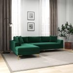 Mano  L-Shaped Velvet Sectional Sofa In Green Left Facing - Image 4