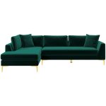 Mano  L-Shaped Velvet Sectional Sofa In Green Left Facing - Image 5