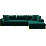 Mano  L-Shaped Velvet Sectional Sofa In Green Right Facing - Image 5