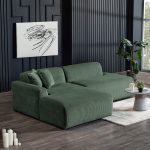 Mar Sectional Green Corduroy Sofa (Left Facing) - Image 4