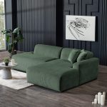 Mar Sectional Green Corduroy Sofa (Right Facing) - Image 3