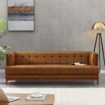 Mara  Tufted Cognac Leather Sofa - Image 2