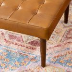 Mark Mid-Century Tufted Square Genuine Leather Upholstered Ottoman In Tan - Image 3