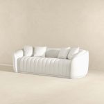 Markus Mid Century Modern Luxury Tight Back Boucle Couch In White - Image 3