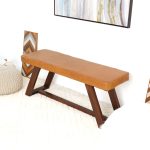 Marley Genuine Leather Bench In Tan - Image 2