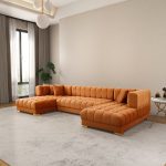 Marlow Cognac Velvet U Shape Corner Sofa - Image 2