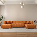 Marlow Cognac Velvet U Shape Corner Sofa - Image 3