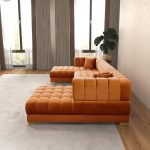 Marlow Cognac Velvet U Shape Corner Sofa - Image 4