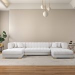 Marlow Ivory Velvet U Shape Corner Sofa - Image 3