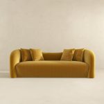 Mason Mid Century Modern Luxury Tight Back Curvy Gold Boucle Couch - Image 4