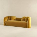 Mason Mid Century Modern Luxury Tight Back Curvy Gold Boucle Couch - Image 5