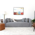 Mason Mid Century Modern Luxury Tight Back Curvy Grey Boucle Couch - Image 2