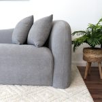 Mason Mid Century Modern Luxury Tight Back Curvy Grey Boucle Couch - Image 5