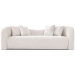 Mason Mid Century Modern Luxury Tight Back Curvy White Boucle Couch - Image 2