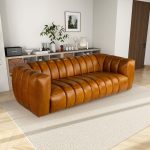 Maverik Genuine Cognac Leather Couch - Image 2