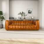 Maverik Genuine Cognac Leather Couch - Image 3