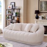 Maximilian Modern Japandi Style Tight Back Boucle Couches - Image 2