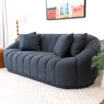Maximilian Modern Japandi Style Tight Back Boucle Couches - Image 3