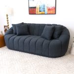 Maximilian Modern Japandi Style Tight Back Boucle Couches - Image 4
