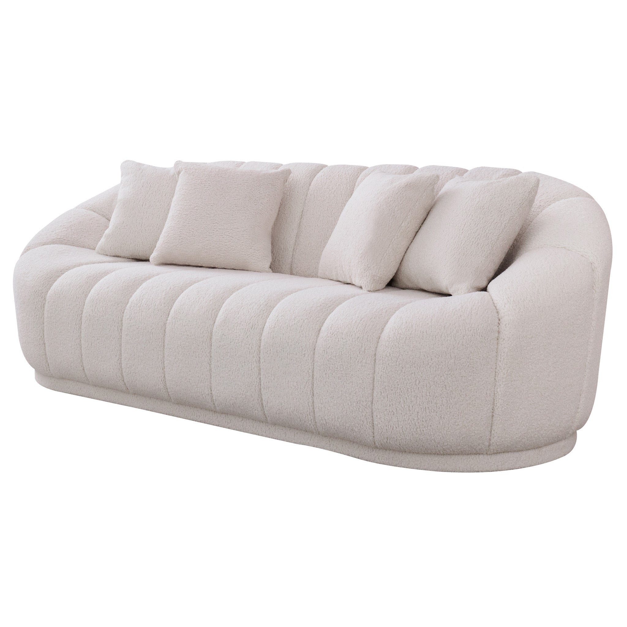 Maximilian Modern Japandi Style Tight Back Boucle Couches Maximilian Modern Japandi Style Tight Back Boucle Couches