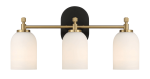Meadows Three Lights Vanity Brushed Gold Bathroom Wall Light for Bathroom Over Mirror 20.5"W × 10.125"H × 5.5"E with White Frosted Glass - Image 2