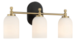 Meadows Three Lights Vanity Brushed Gold Bathroom Wall Light for Bathroom Over Mirror 20.5"W × 10.125"H × 5.5"E with White Frosted Glass - Image 3