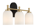 Meadows Three Lights Vanity Brushed Gold Bathroom Wall Light for Bathroom Over Mirror 20.5"W × 10.125"H × 5.5"E with White Frosted Glass - Image 4