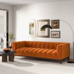 Melissa Mid-Century Orange Velvet Modern Sofa - Image 2