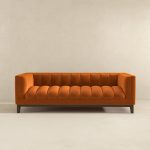 Melissa Mid-Century Orange Velvet Modern Sofa - Image 3