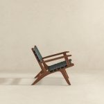 Melody Black Strap Leather Teak Wood Lounge Chair - Image 2