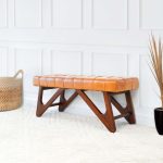 Mia Tan Leather Bench With Buttons - Image 5