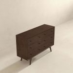 Mid Century Modern Walnut Dresser 6 Drawer - Image 3